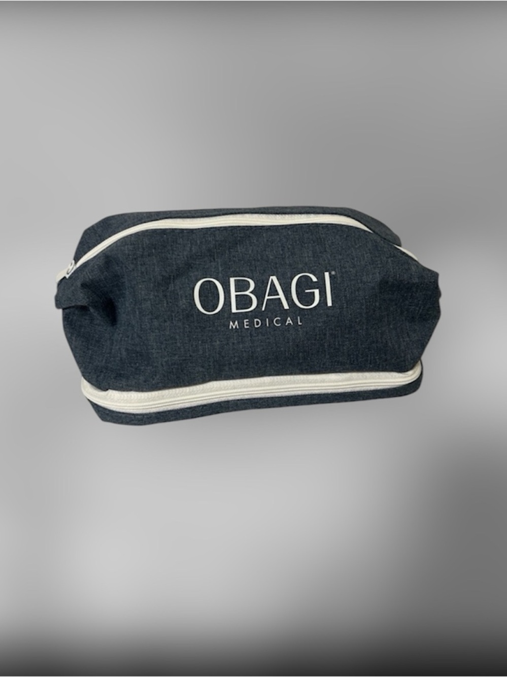 Obagi Medical Blue Heathered Travel Toiletry Bag Cosmetic Case Dual Zip